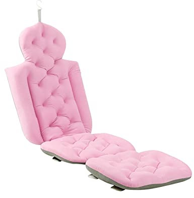 Colcolo Faltbares Badekissen Badewannenkissen Rutschfestes Badekissen Atmungsaktives Kopfstützenkissen Zum Baden von SPA Geschenken, Rosa