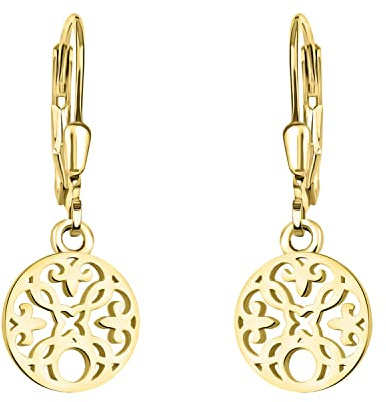 SOFIA MILANI - Damen Ohrringe 925 Silber - vergoldet/golden - Kreis Ornamenten Ohrhänger - E1858