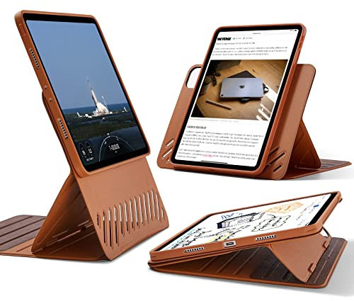ESR für iPad Pro 11 Hülle (2022/2021/2020/2018), abnehmbare magnetische Abdeckung, Verstellbarer Hoch-/Querformatständer mit erhöhter Displayansicht, 9 Standwinkel, Shift-Serie, Braun