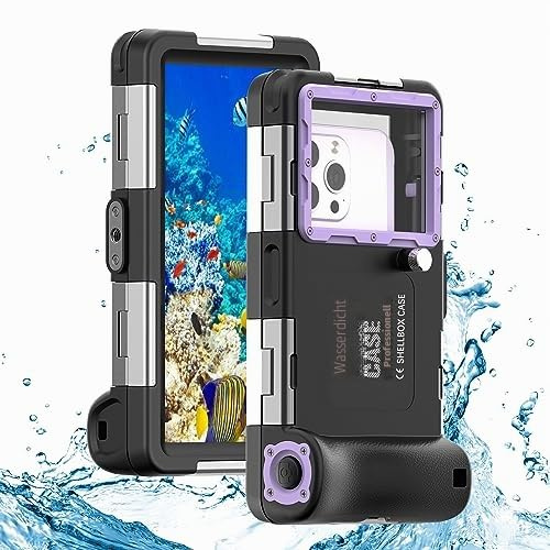 ShellBox Case Diving Case 2nd Gen Compatible with iPhone/Samsung Galaxy Series, Universal Phones 4.9-6.9 Inch,Snorkeling 15m/50ft Full Body Heavy Duty Protector,Black-Purple
