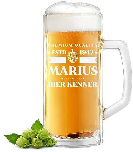 Bierkrug Bierseidel mit Gravur - Geschenk zum Vatertag - zum Geburtstag, Weihnachten und Jubiläum - Bierglas für Papa und Opa - das Männergeschenk für Bierliebhaber