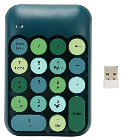 VBESTLIFE Pavé Numérique sans Fil, 18 Touches Rondes Colorées, Mini Clavier Numérique Rétro, Clavier Externe sans Fil 2,4 G pour Ordinateur, Ordinateur Portable (Couleur Vert foncé)