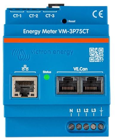 Victron Energy Compteurs d’énergie VM-3P75CT | Compteur d'énergie avec courant nominal de 75 A, Ethernet, VE CAN et 3 convertisseurs de courant