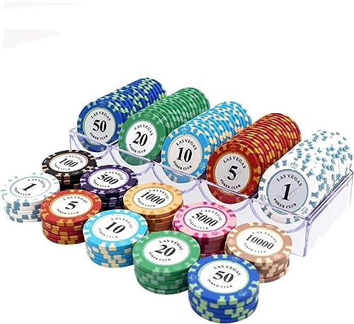 Casino-Chips, 100-teiliges Casino-Pokerchip-Set, Monaco Casino Clay Casino-Chips, Poker-Sets für Texas Holdem, Black Jack-Chips, Glücksspielwährung, Plastik-Zahlenchip-Requisiten f