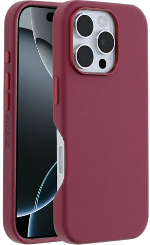 OtterBox Symmetry Cactus Leather MagSafe Hülle für iPhone 16 Pro, Rot | Stoßfest und sturzsicher, Dünne Schutzhülle, 3x getestet nach Militärstandard