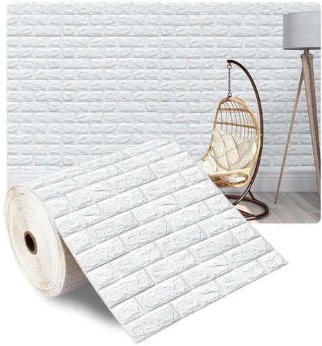Rouleau de papier peint autocollant 3D en mousse souple blanche, brique, marbre, roche, pavés, décoration murale pour la maison, protection de 4 à 70 cm x 5 mètres