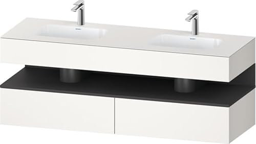 Duravit Qatego lavabo encastré avec meuble sous-lavabo en console, 1600x550x600mm, niche graphite mat, lavabo double, QA4797049840000, Couleur: blanc
