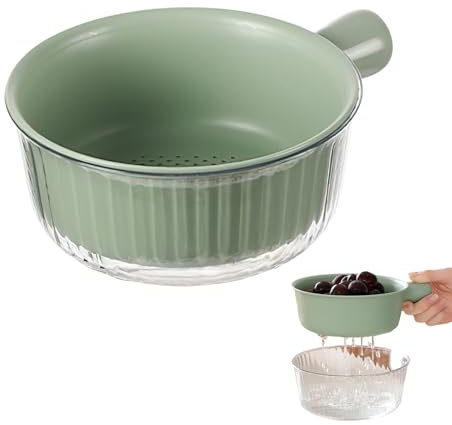 Lot de 2 petits passoires, parfaits pour laver les fruits et légumes, sans BPA, compatibles lave-vaisselle, bols passoires pour évier de cuisine (vert)