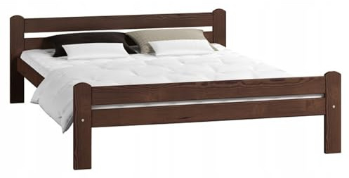 Home Collective Bett 160x200, Bettrahmen 160x200, Holzbett mit Lattenrost 160x200 | Massivholz Kiefer | Stabil & Langlebig | 205x172x58.5 cm (BxTxH) | Walnuss