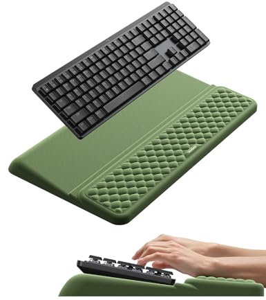 VAYDEER Ergonomic Keyboard Wrist Rest with Stand – 2-in-1 Keyboard Riser & Soft Memory Foam Support Pad for Typing, Wrist Pain Relief, Non-Slip Tray for Office, Home or Gaming Setup-Dark Green