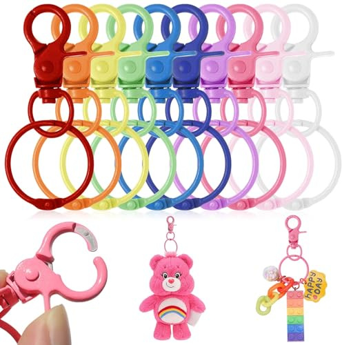 Anneau Porte Clef,30 Pièces Anneaux Porte Clé,Porte Cles,Porte Clef Mousqueton,Attache Porte Clé,Anneau Porte Clé,Mousqueton Porte Clé pour DIY