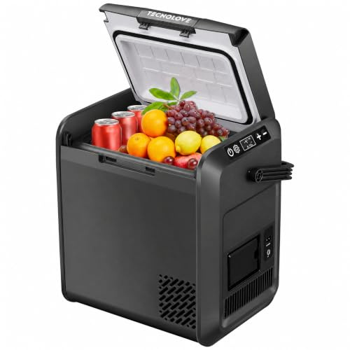 Tecnolove 22QT Car Refrigerator Portable Freezer 12V 24V DC & 110-240V AC Power, -4°F to 50°F Car Fridge for Camping, Road Trips, Truck, RV, Van, Boat, Home, Office, Picnic Use for 2-3 People (20L)