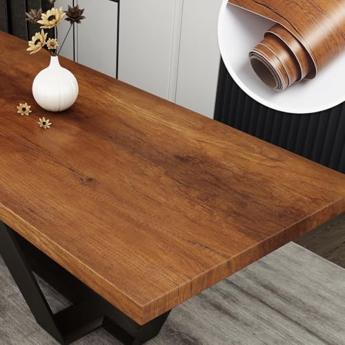 YENHOME Vinilo Adhesivo Muebles Madera Oscura 60x300cm Papel Adhesivo para Muebles Cocina Madera Vinilo Autoadhesivo Impermeable Tabla Mostradores Papel Pintado Pared Autoadhesivo Marron para Salon