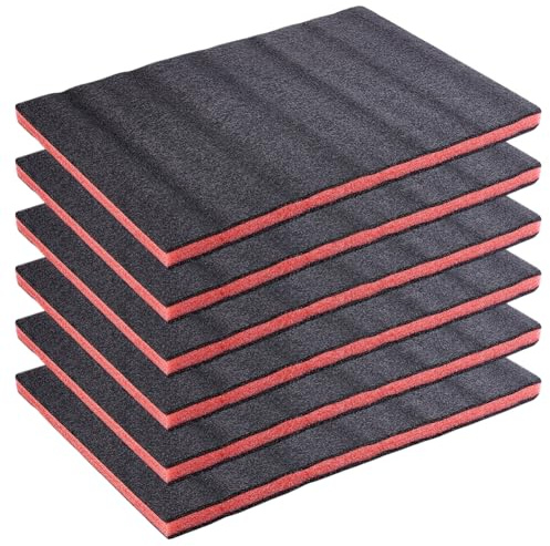 NBEADS 6 Pcs Insert en Mousse pour Boîte à Outils, Feuilles de Mousse Solides Rectangulaires pour Boîtes à Outils et Tiroirs, 30 × 44cm, Noir
