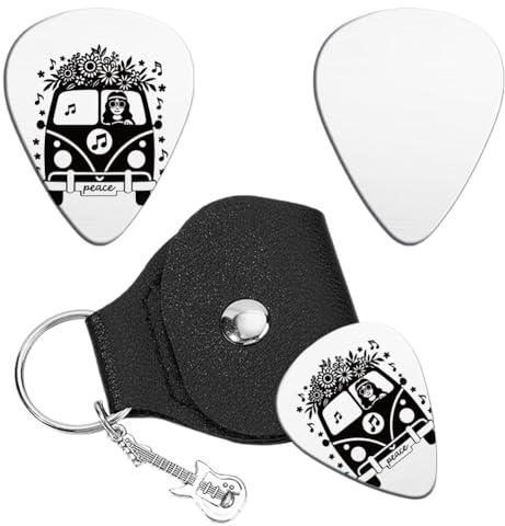 UNICRAFTALE Gitarrenplektren Geschenke Edelstahl Gitarrenplektren Retro Dekor Plektrum Gitarren Set Mit Schwarzem PU Lederetui Plektren Gitarren Zubehör Für Musikspieler Geburtstagsgeschenk