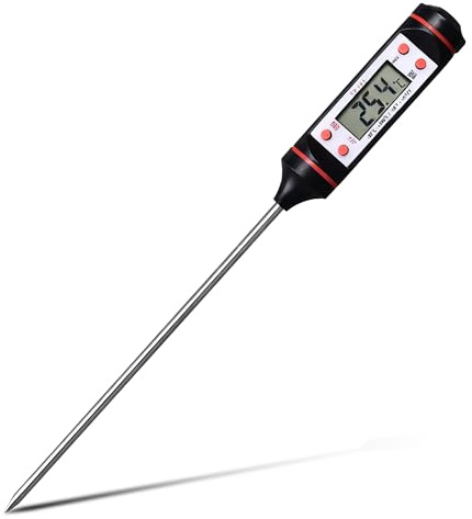 AFIODA Termometro digitale da cucina per cucinare, lettura istantanea, accurato ℉/℃, impermeabile, sonda lunga per barbecue, grill, caramelle, carne, tacchino, acqua