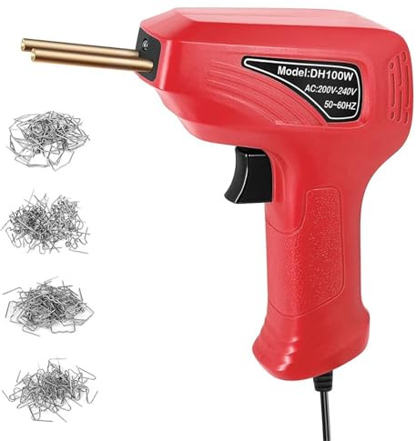 Soldadores Pistola de soldadura de plástico de segunda generación, corte térmico, plantación de clavos, soldadura de grietas, soldadura de grietas DH100W 3 en 1 Soldadura Plástico(Red)