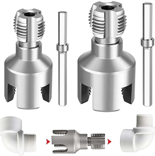 HhBdy 2 Pezzi Filiera per Filettatura, Filettatrice per Tubi Acciaio al Carbonio Maschi per Filettatura 1/2 e 3/4 Filettatrice per Tubi in PVC per Manutenzione Ordinaria Installazione di Tubazioni