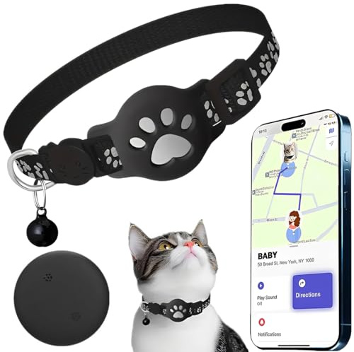 HOVKR Collar Multifuncional para Gatos Nailon Reflectante, Localización GPS | Tejido nailon resistente,Funda silicona protectora,Localización GPS,Cierre anti‑ahogo,Collar reflectante con campana