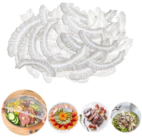 300 Pcs Food Cover Plastic Stretch, Shrinkable Fresh Keeping Bags, Reusable Elastic Cling Film Bowl Lids for Food Storage, Fruit Preservation, Vegetable, Meat & Leftovers, Universal Kitchen Supplies