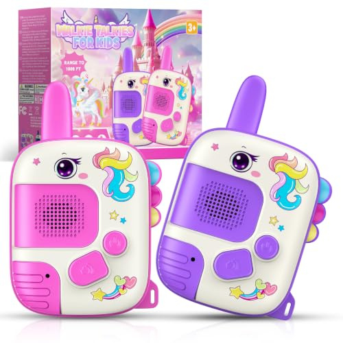 Wootoy Walkie Talkie Kids, Unicorn Gifts for Girls Toy for 3 4 5 6 Walkie Talkie Outdoor Toy Kids Toy Age 4 5 6 7 Unicorn Toys for Girls Toddler Toys Sensory Girls Birthday Presents Pink