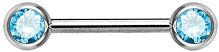 Piersando Intimpiercing Brustwarzen Piercing Barbell mit Hantel Doppel Front Kristall Kugel