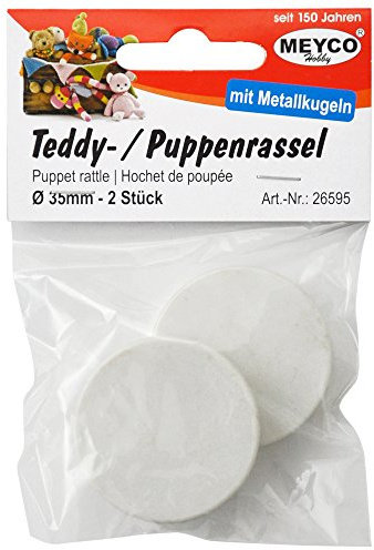 Meyco Puppenrassel, flach, Ø35mm x 12mm, Beutel 2 Stück