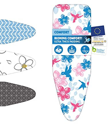 Funda Tabla DE Planchar Comfort – Tamaño (L/XL) Universal máx. 52x140 cm - Disponible en Dos tamaños - Fabricada en algodón 100%, con una Capa de Molton – Planchado Extra cómodo - LaundrySpecialist