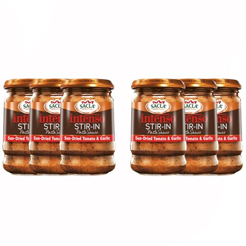 Sacla Intenso Pasta Sauce - Vine Ripened Tomato and Garlic Pasta Enhancer, Ideal for all Pasta Dishes, 190g (Pack of 6)