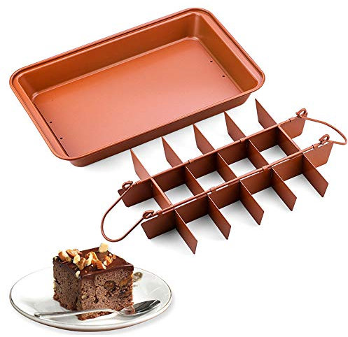 TopHomer Brownie Pan with Dividers, 18-Cavity Non-Stick Divided Brownie Tin for Baking Precut Brownie Tray for Professional Slices