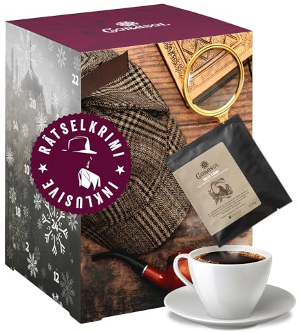 Corasol Premium Krimi & Kaffee Adventskalendermit 2025 Rätsel-Krimi: Wo ist Lord Edgerton - und Kaffees aus aller Welt im Coffeebag (240 g)
