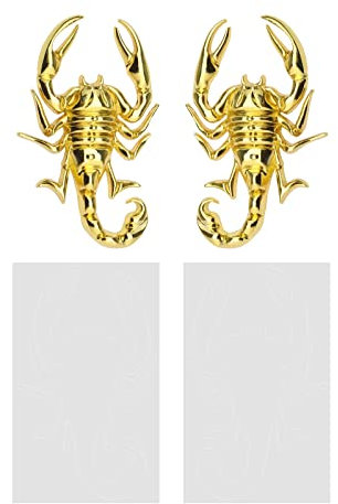 Be In Your Mind 1 Par Pegatinas Metal Escorpión 3D para Coche Impermeables Antioxidantes Decoración Decorativa para Carrocería Coche Emblema para Motocicleta Automotriz Aleación Zinc Oro