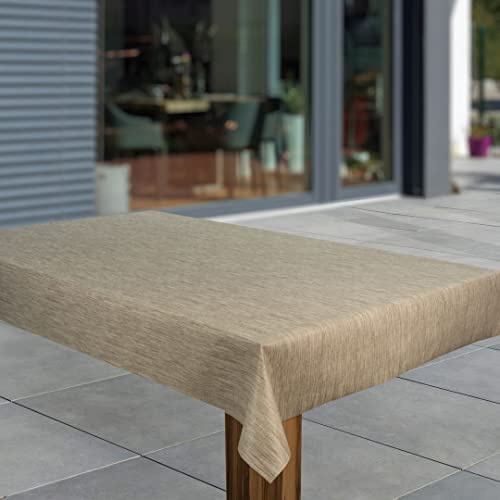 laro Wachstuch-Tischdecke Abwaschbar Garten-Tischdecke Wachstischdecke PVC Plastik-Tischdecken Eckig Meterware Wasserabweisend Abwischbar, Muster:Leinenoptik Beige Braun, Größe:80x80