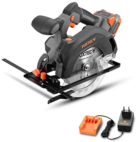 FUXTEC 20V Akku Handkreissäge FX-E1CS20-SET – Sägeblatt Ø 165mm / Schnitttiefe 38-55mm / Schnittwinkeleinstellung - Kreissäge inkl. Li-Ion Akku und Ladegerät
