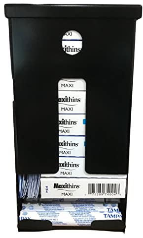 Sanitary Napkin and Tampon Dispenser, pre-Filled - Compact Version, SD7000BK-PF Free Vending Black Metal