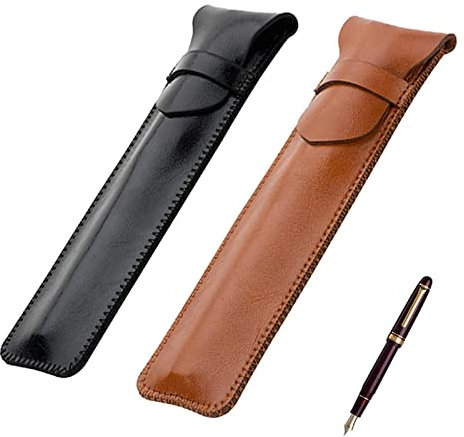 Bztzhm 2 Stück Stifteetui, Stifttasche, Ledermäppchen, Leder Stift Etui, Stiftemappe Federmäppchen, Case für 2 Stifte, Pen Case EIN Stift, für Apple Bleistift Fountain Stift Stylus - Schwarz & Brown
