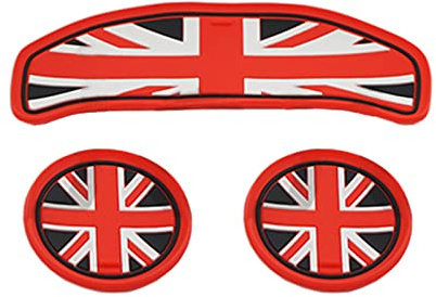 Mini F54 Auto Getränkehalter Untersetzer, 3 Stück Auto Getränkehalter Untersetzer, rutschfeste Getränkehalter Untersetzer für Mini Cooper Clubman F54(Union Jack Rot/Schwarz)