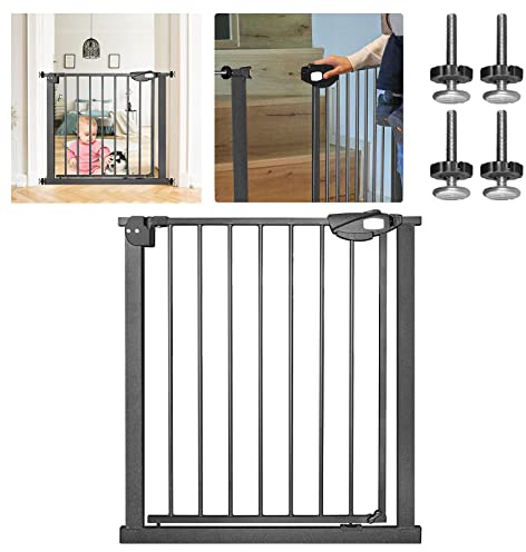 Yznahre Treppenschutzgitter Türschutzgitter für Breiten 75-85 cm, Selbstschließend Treppengitter Türgitter ohne Bohren, Kindergitter Klemmgitter für Kinder und Haustier, 90° Stop, Schwarz