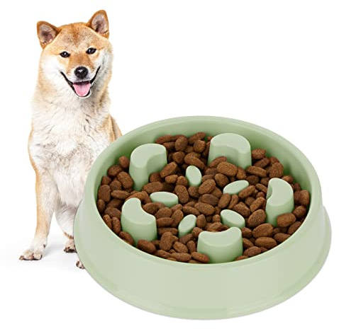 Relaxdays Anti Schling Napf, Futternapf für Hunde, Tiernapf 600 ml, langsames Fressen, Hundenapf spülmaschinenfest, grün, 100% Kunststoff, 5 x 20.5 x 20.5 cm