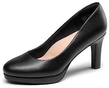 DREAM PAIRS Zapatos de Tacón Alto Vestir de Salón Cómodos para Mujer Clásicos para con Plataformas de 1cm para Trabajo Fiesta,Size 37,Negro-PU,SDPU2365W