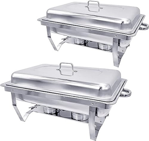 hagvot Chafing Dish | Edelstahl Warmhaltebehälter | Speisenwärmer | Wärmebehälter | Rechaud für Catering, Buffet und Party (2 Packung, 1x 1/1 GN-Behälter)
