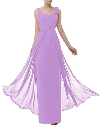 KURFACE WSX417 - Vestido de dama de honor con hombros descubiertos, vestido de fiesta de noche para mujeres jóvenes, Lila, 44