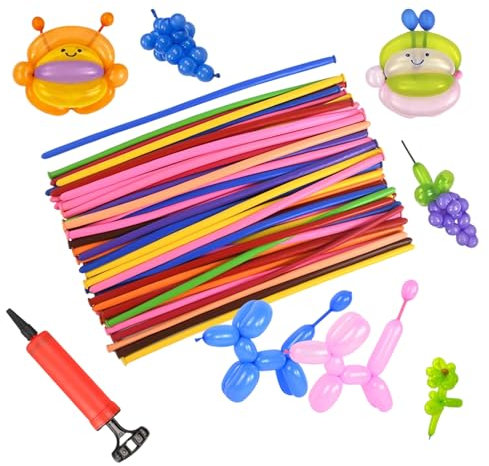 100 Pezzi Di Palloncini Modellabili,Palloncini Magici In Lattice,Palloncini Magici Fai-Da-Te,Palloncini Lunghi Colorati,Dotata di pompa d'aria,Per compleanni,Feste,Matrimoni,Decorazioni fai da te