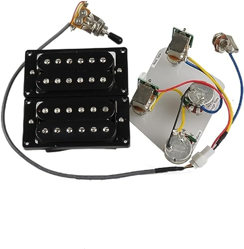 Premium Humbucker Tonabnehmer Hals und Steg Set mit 4C-Kabelbaum und Push-Pull-Schalter für Gibson Epiphone E-Gitarre (schwarzer Rahmen)