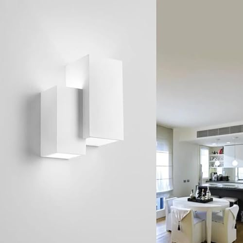 Kovalmax® Applique da parete in gesso verniciabile lampada rettangolare doppia luce g9