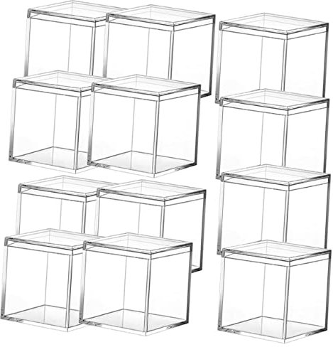 CORHAD 12stücke Teiliges Transparente Quadratische Acrylboxen Mit Deckel Langlebig Und Sicher Multifunktionale Aufbewahrungsbehälter Für Süßigkeiten Schmuck Geschenke Und Kleine Gegenstän