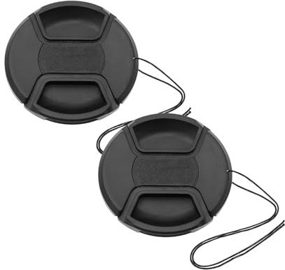 2 Pièces | Rechange Cache-Objectif pour Objectifs Appareil Photo | Capuchon de Protection avec Sangle de Transport | Compatible avec Objectifs avec Filetage de Filtre 58mm