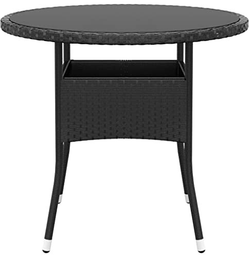 Hovothy Garten-Esstisch Runde Gartentisch Teetisch Multifunktionalen Couchtisch für Essen im Freien für Terrasse Hinterhof oder Garten Gartenmöbelstück Eleganten Design Schwarz 80x75 cm