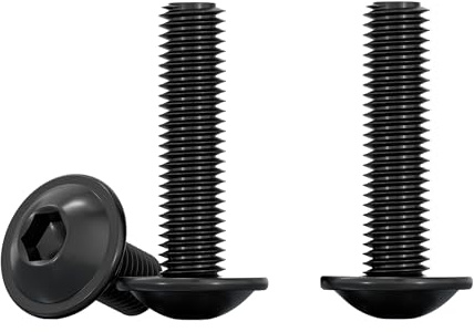 Drenky 10 Pièces M8 Vis à Tête Bombée avec Bride et Six Pans Creux, M8x25mm Vis à Métaux Noir Acier Inoxydable A2 V2A Boulon à Tête Hexagonale pour Les Connexions Mécaniques
