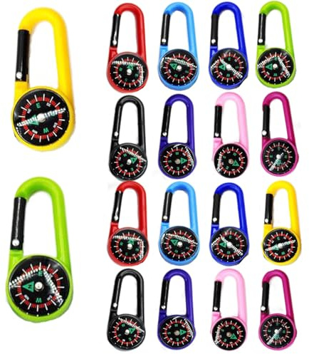Liwein Karabiner Haken Minikompaß,Tragbarer Wasserflasche Getränk Buckle Haken Halter Schlüsselanhänger Selbsthemmung Kompass Schlüsselbund für Wandern Camping Reisen Außen (20)